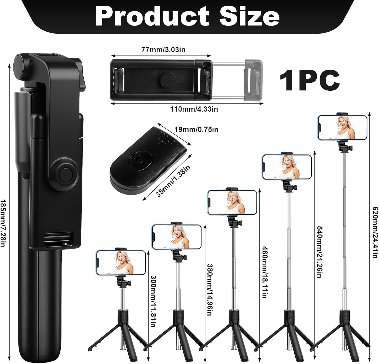 SOOPII 3-in-1 Selfie Stick with Bluetooth Remote, Foldable Tripod Stand, Compact & Extendable Upto 70 cm / 27.5 inches Mobile Stand Holder for iPhone and Android Devices — Amazon image 15