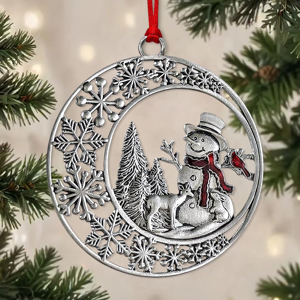 スノーマン飾り物(金属製) Amazon.com: Christmas Ornaments 2026, Snowman Ornaments for