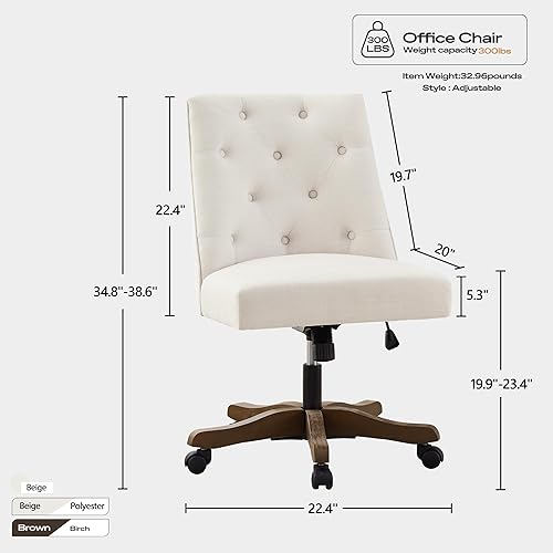 Miniatura 2 de HUIMO Silla de oficina en casa, silla giratoria tapizada de escritorio con ruedas, tela de chenilla, altura ajustable, silla de computadora con