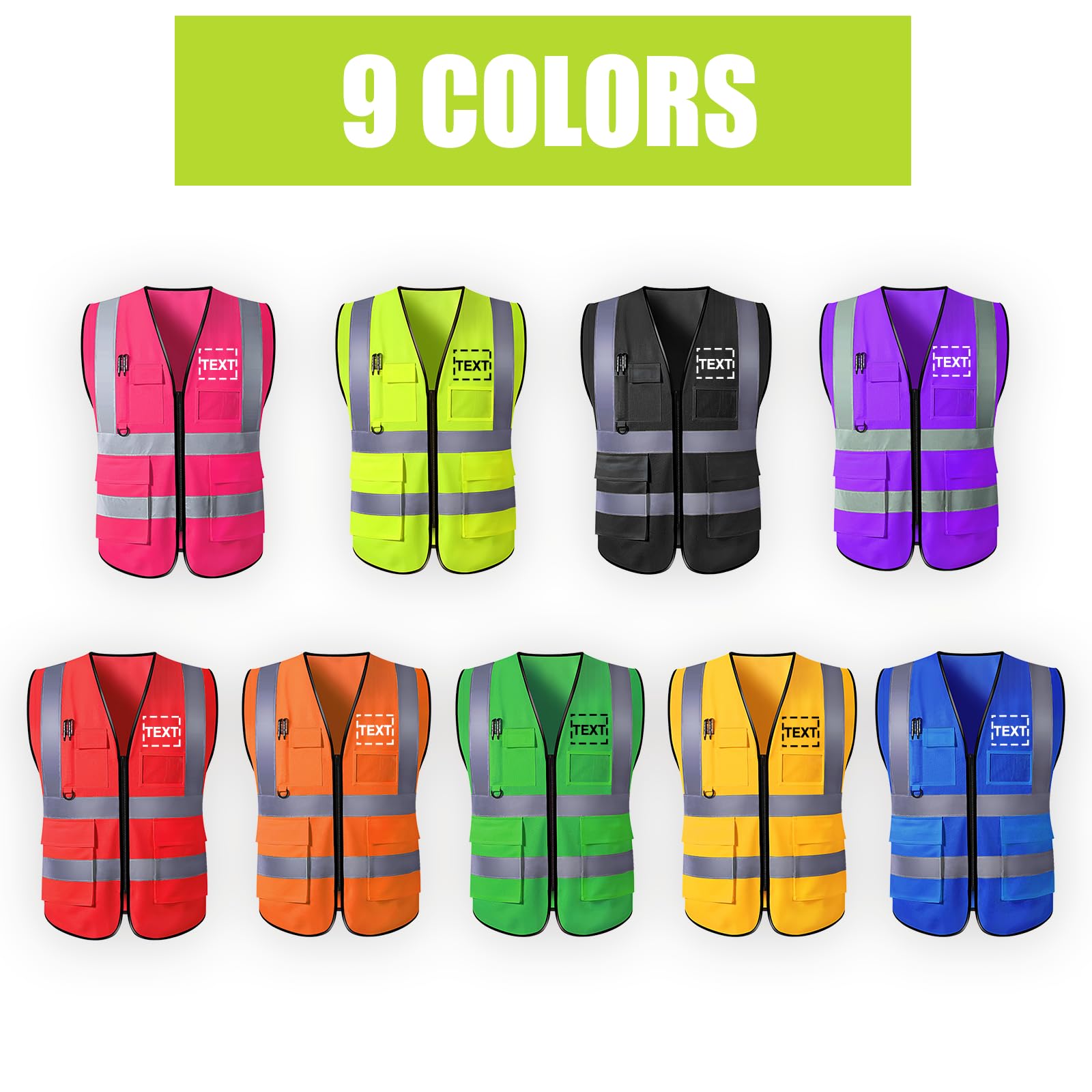 Custom Safety Vest with Name Logo Text Personalized High Visibility Reflective Vests with Pockets Customized Work Vest for Men Construction Employee 4X-Large Blue