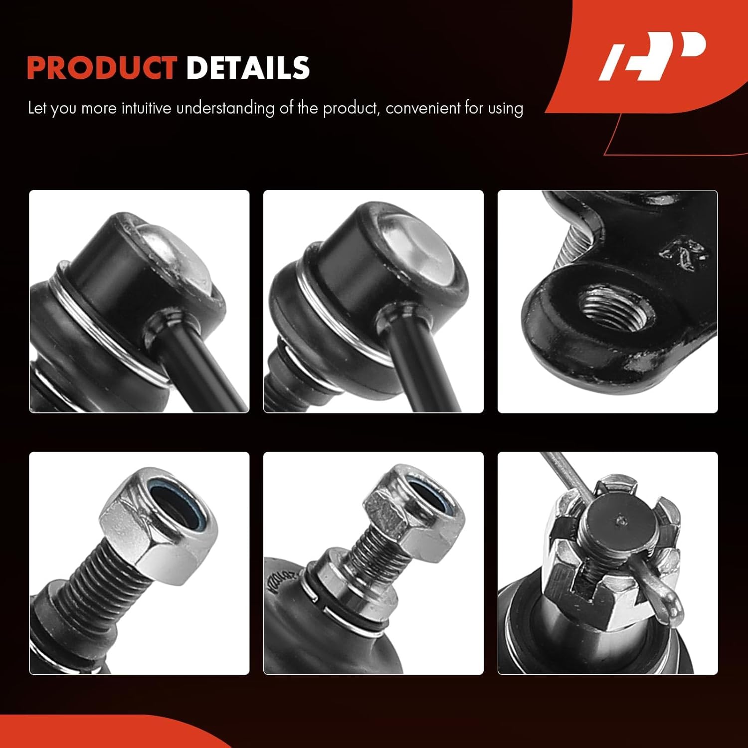A-Premium Set of 6, Front & Rear Sway Bar Link, Lower Ball Joint, Compatible with Toyota Camry 02-06, Highlander 01-07, Solara 04-08, Lexus ES300 02-03, ES330 & RX330 04-06, RX350 07-09, RX400h 06-08