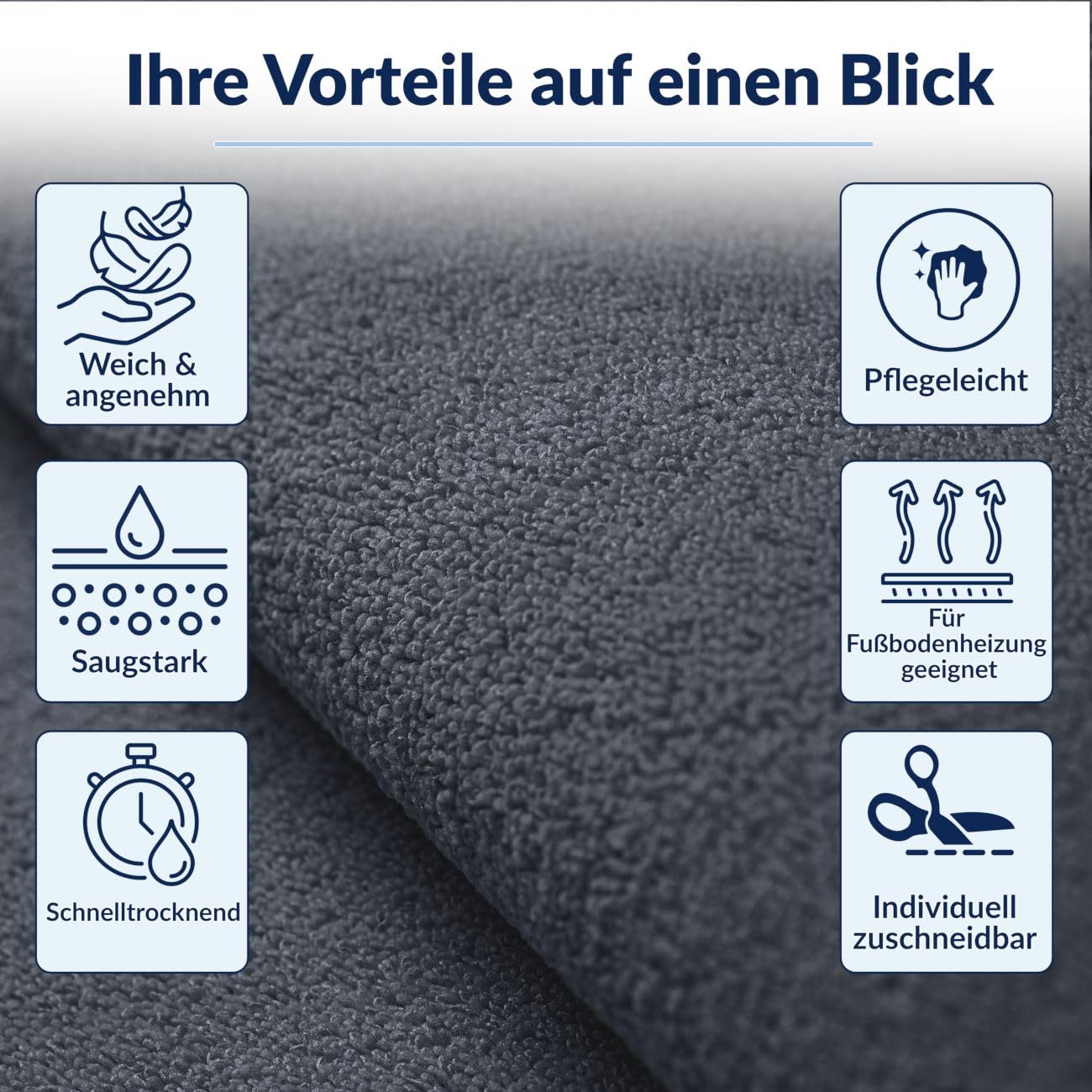 ANRO Tappeto Bagno Tappetino Doccia Antiscivolo Microfibra Antracite 60 x 240 cm Asciugatura Rapida Lavabile Morbido al Metro