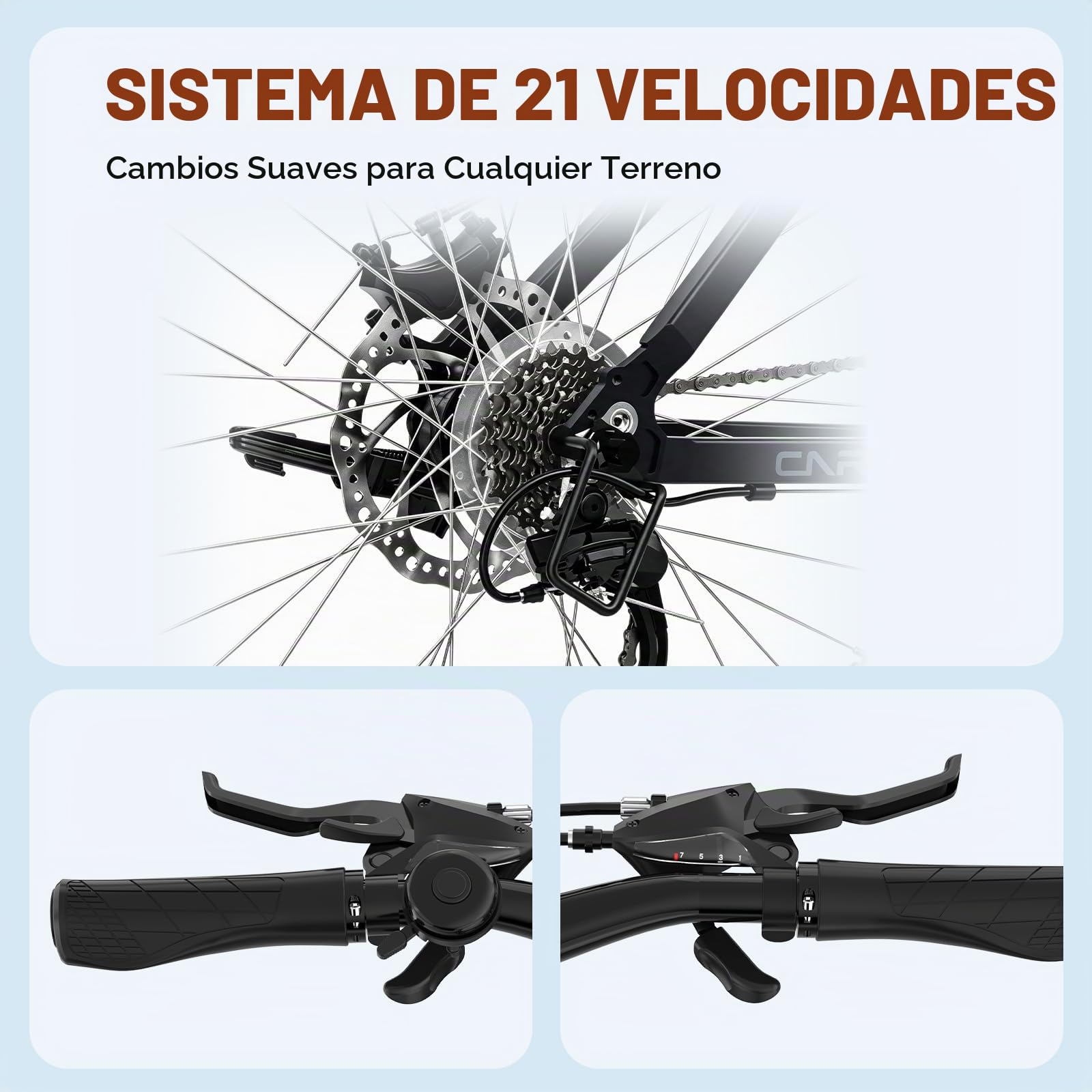 EVERCROSS Bicicleta de Montaña para Adultos, Bicicleta de 26/27.5 Pulgadas/700C, Sistema de 21/16 Velocidades, Cuadro de Aluminio, Bici Carretera Todoterreno con Frenos de Disco, Carga Máx.150 kg
