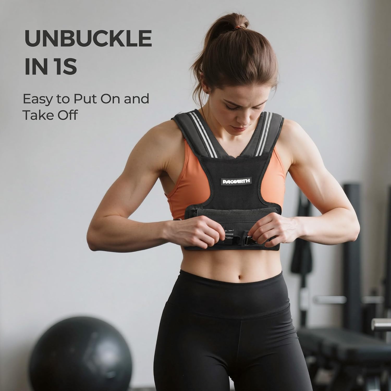 PACEARTH Adjustable Weighted Vest for Men & Woman, 20lb/22lb/35lb/44lb Weight-Adjustable Vest with Add-on Iron Blocks for Hardcore Strength Training, Weight Exercise, CrossFit, Running, Black