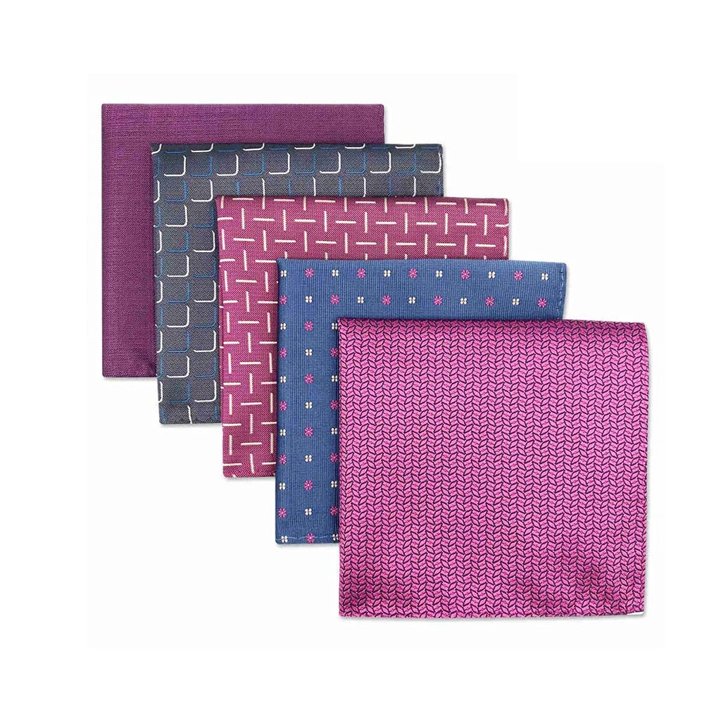 5-teiliges Set bunt sortierter Einstecktücher für Herren aus Seide, klassisches Taschentuch-Set, Geschenk, bunt (Farbe: 3er-Pack, Größe: 32 x 32 cm) (Argento 32 x 32 cm)