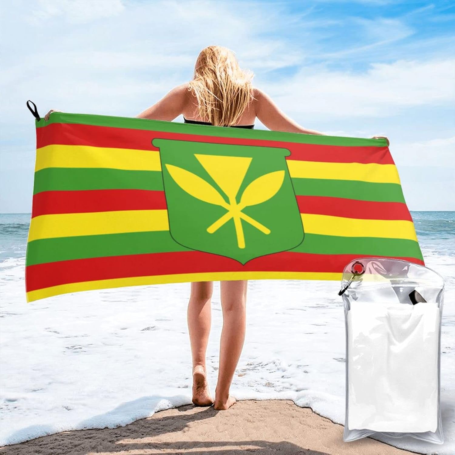 Kanaka Maoli - Native Hawaiian Flag Beach Towel Quick Dry Swim Towel Sand Free for Beach Sports Yoga Camping Gym