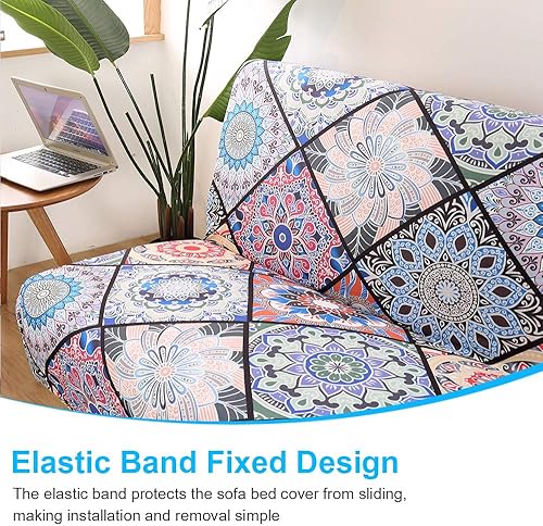 Vista 171 de MIFXIN Funda de sofá sin brazos, funda elástica plegable para sofá cama, sin reposabrazos, protector de muebles de elastano impreso lavable, sin