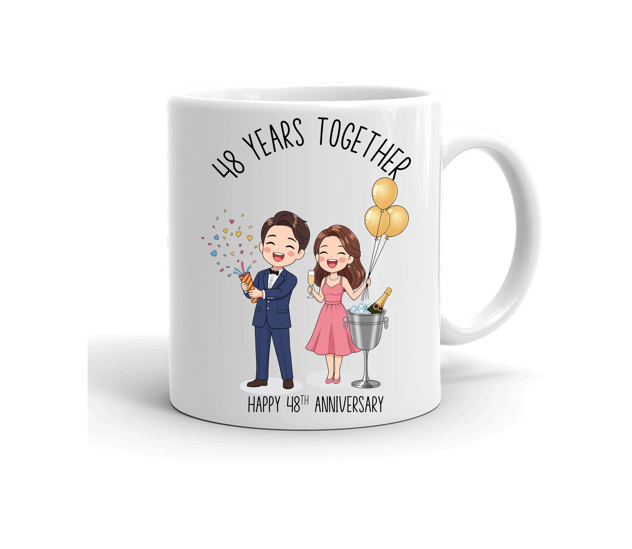 VIROSA 48 Year Anniversary Mug – 11oz Ceramic Coffee Mug Gift for Husband, Wife, Couples – First Wedding Anniversary Present Idea, Funny Romantic Keepsake