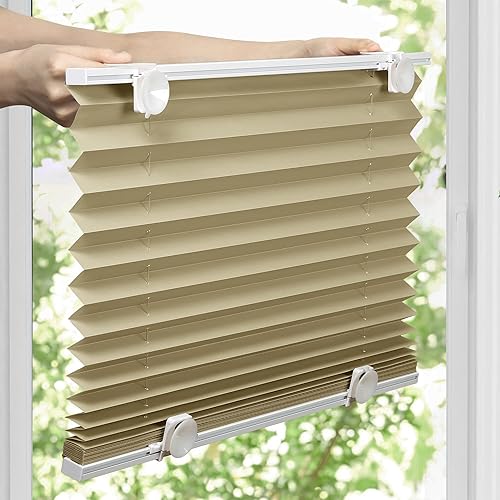 Vista 24 de LazBlinds Persianas plisadas sin cordones con ventosas sin herramientas que filtran la luz, parte superior hacia abajo, abajo hacia arriba