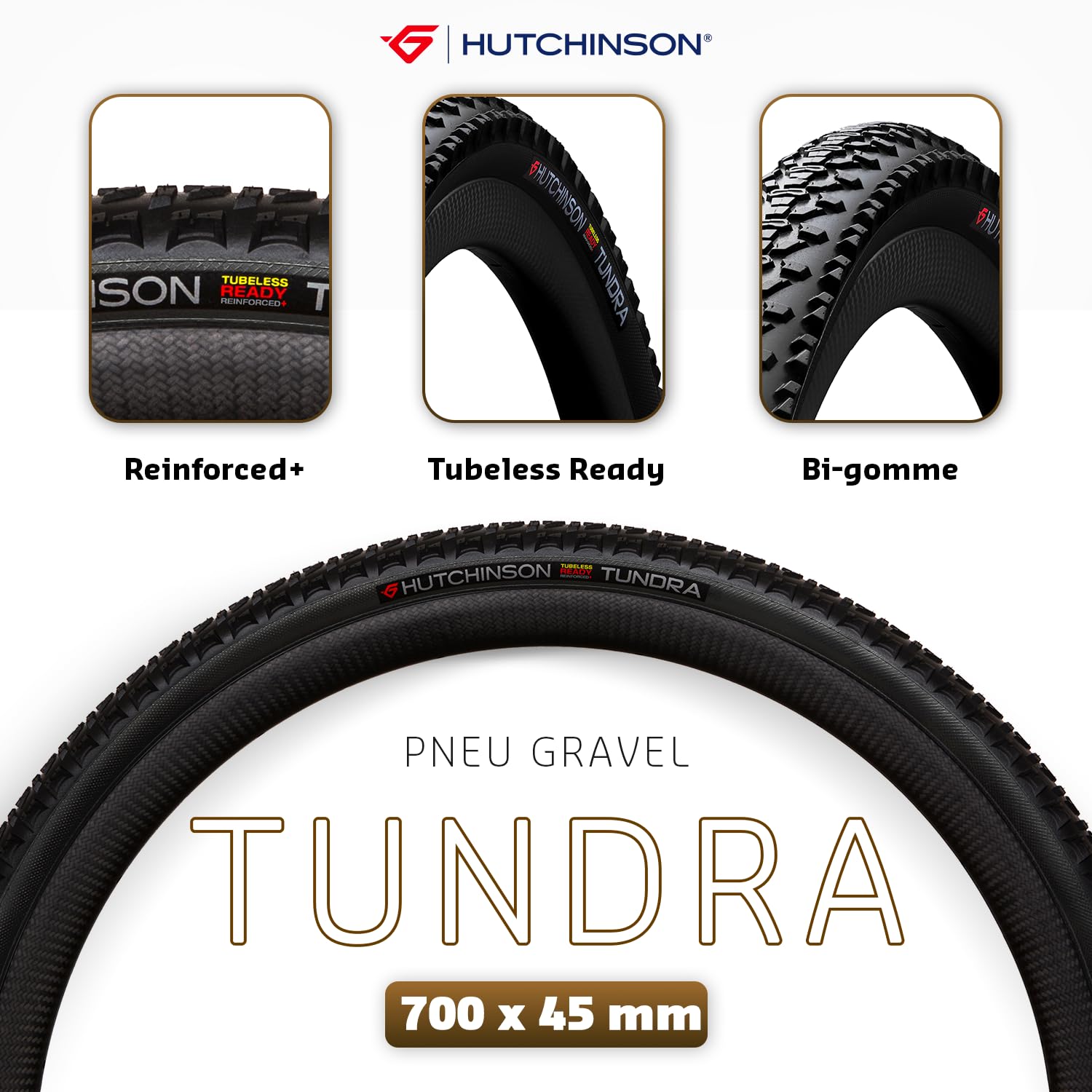 Hutchinson - Tundra Tubeless Ready - Pneu Gravel - Bi-Gomme - pour Les Parcours Les Plus Techniques - Grip Et Anti-Crevaison - Tringles Souples - Noir