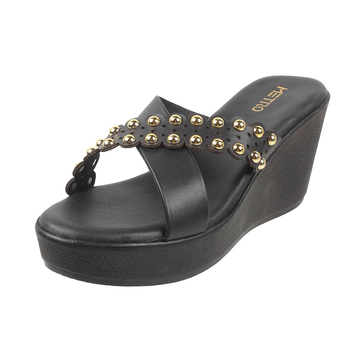 Metro Women Black Synthetic Leather Fashion Wedge Heel Sandal UK/3 EU/36 (34-154) (B0CBSNQ17Y) Amazon Price History, Amazon Price Tracker