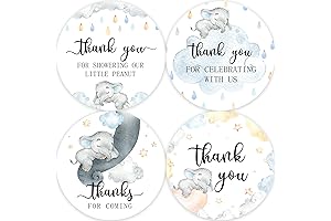 80 Elephant Baby Shower Thank You Stickers for Little Peanut