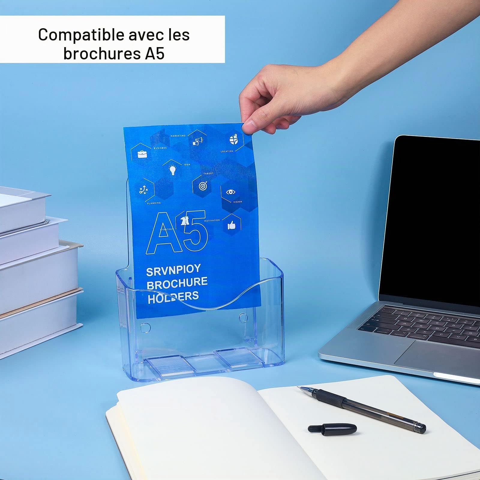 Lot de 2 Porte-Brochures en Acrylique A5, Transparent Présentoir Brochure A5, Porte Flyer Document, Support Flyer pour Boutique, Bureau, Restaurant, Réception