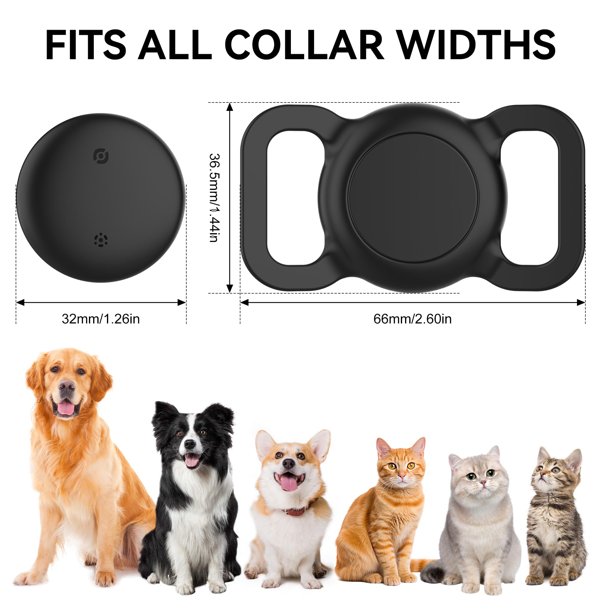 Waterproof Tracker Dog Collar Holder, GPS Dog/Cat Trackers (Smart Tag Included), Works with iOS (Only) Find My App, for Dogs Cats Pets -1 Pack Black - image 2