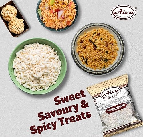 Miniatura 5 de AIVA Basmati Mamra (arroz inflado) 14 oz (400 g) All Natural  Arroz inflado indio  Basmati Kurmura