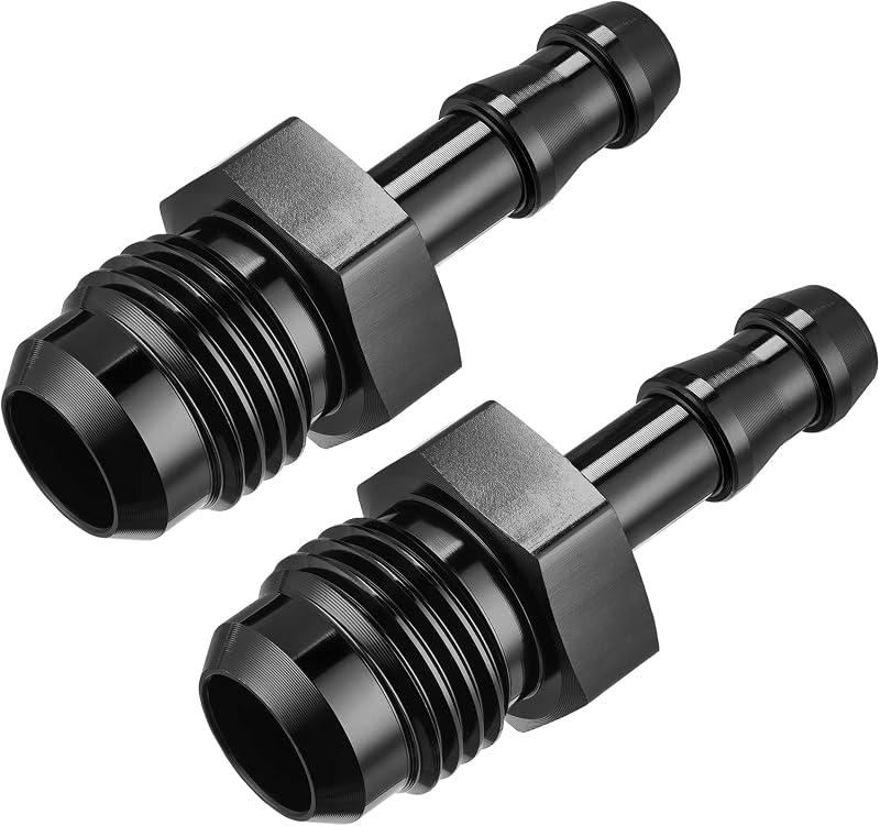 Adaptador de conexão macho 6AN para espigão de mangueira 1/4" EVIL ENERGY em alumínio preto – 2 unidades