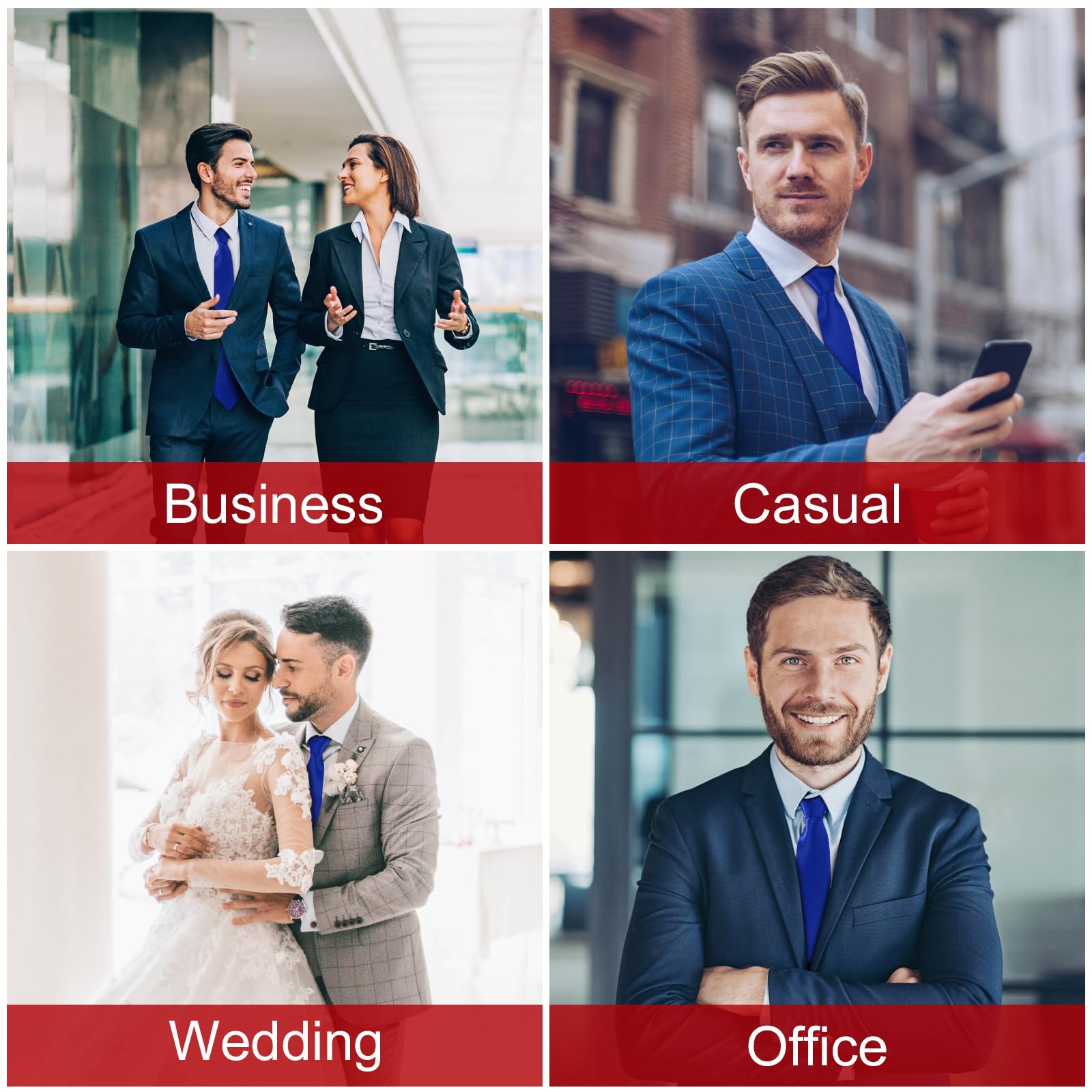 URAQT Cravatta Uomo, Cravatte Slim Uomo Eleganti Neckties, Sottile Tinta Unita Cravatta in Diversi Colori, Cravattino per Lavoro, Festa