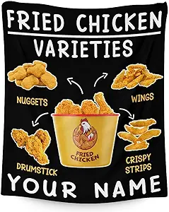 Mercuryelf Custom Chicken Nugget Blanket - Soft, Fuzzy & Warm - 60x80 Inches Flannel Throw Blankets for Bed, Couch - Black Novelty Throws Gift for Adults