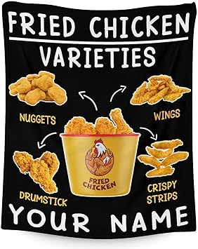 Mercuryelf Custom Chicken Nugget Blanket - Soft, Fuzzy & Warm - 60x80 Inches Flannel Throw Blankets for Bed, Couch - Black Novelty Throws Gift for Adults