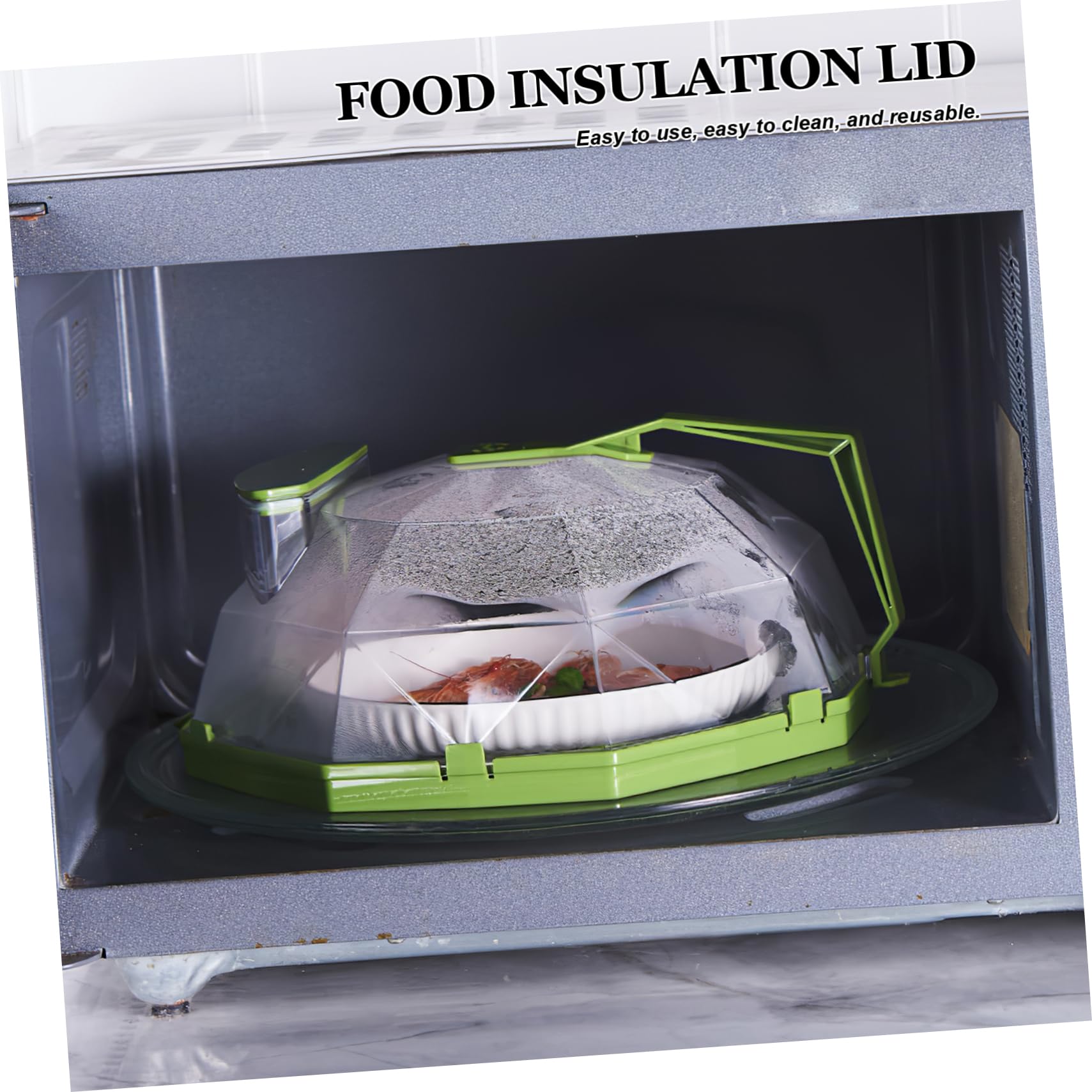 Ciieeo Coperchio per Riscaldamento Alimenti Microonde in Plastica Verde Funzione Termica e Presa Comoda per Cucina e Piatti