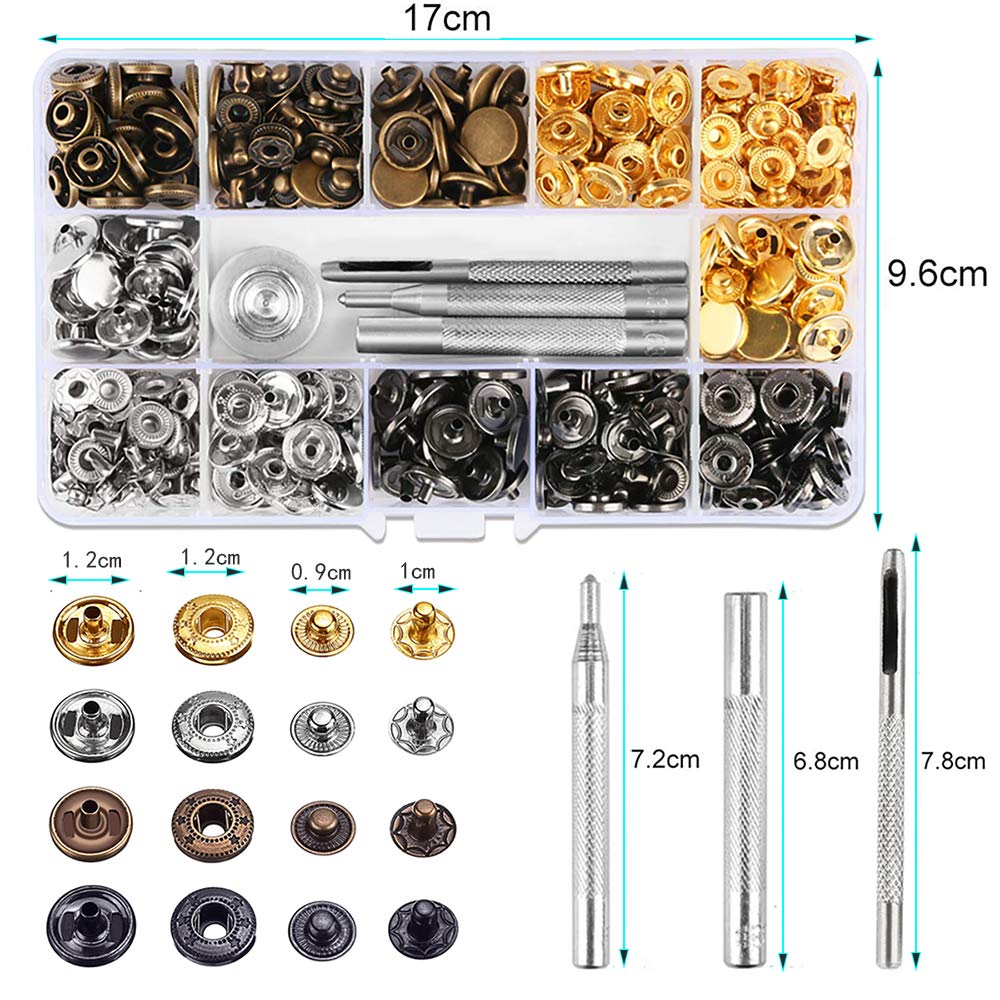 120 Sets Druckknöpfe, 15 Mm, 12 Farben – Mit Werkzeug Für Kleidung & Taschen