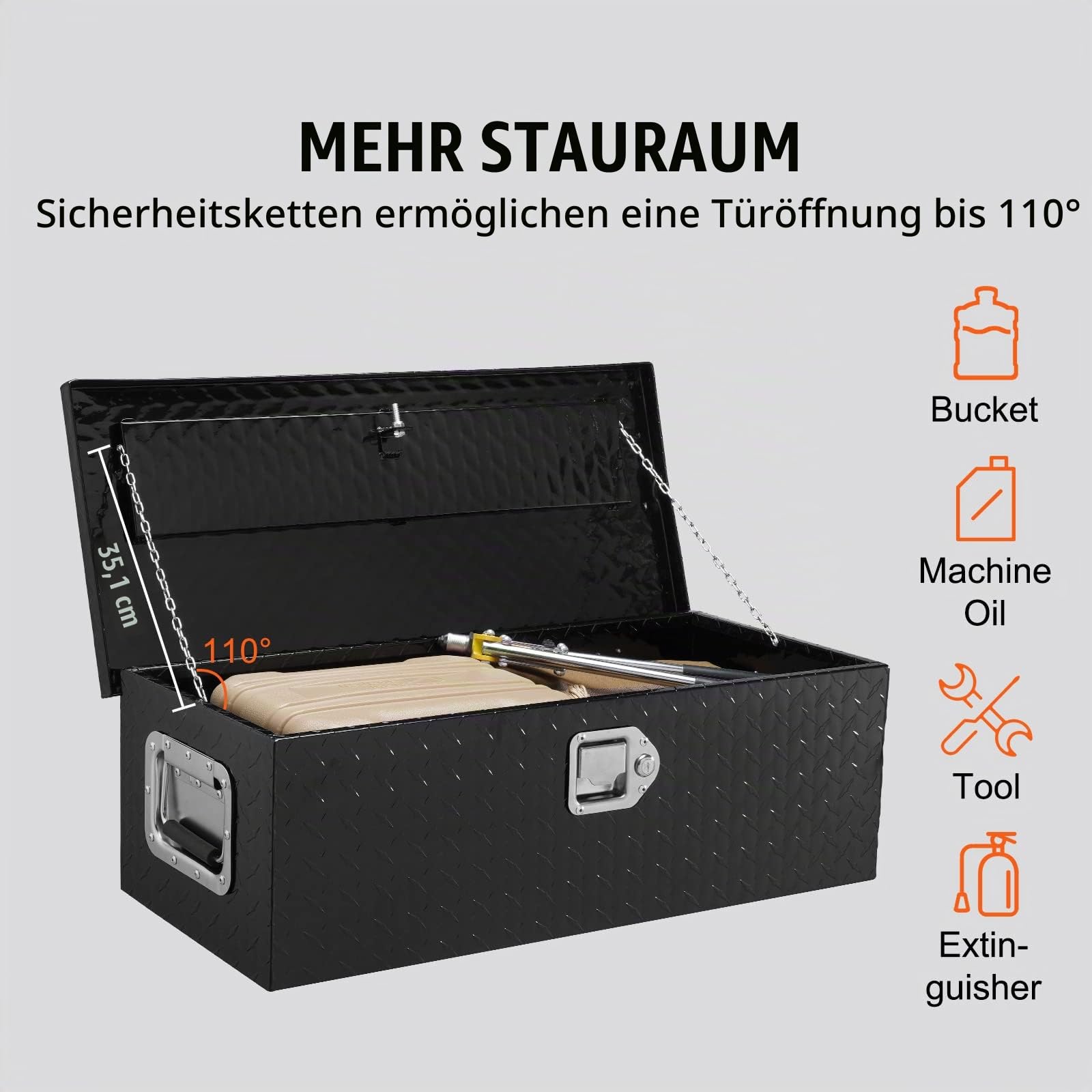 VEVOR 762 x 330 x 244 mm Werkzeugkasten für LKW-Ladefläche, Abschließbar 64 L Truckbox Werkzeugbox Aufbewahrungs-Werkzeugkasten, 30 kg Tragfähigkeit Werkzeugkiste Organizer für Wohnmobil, PKW usw.