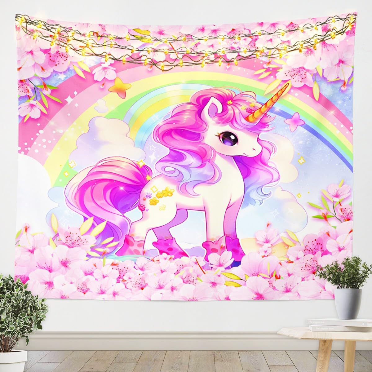 Amazon.com: Cartoon Unicorn Kids Tapestry,Sakura Cherry Blossom