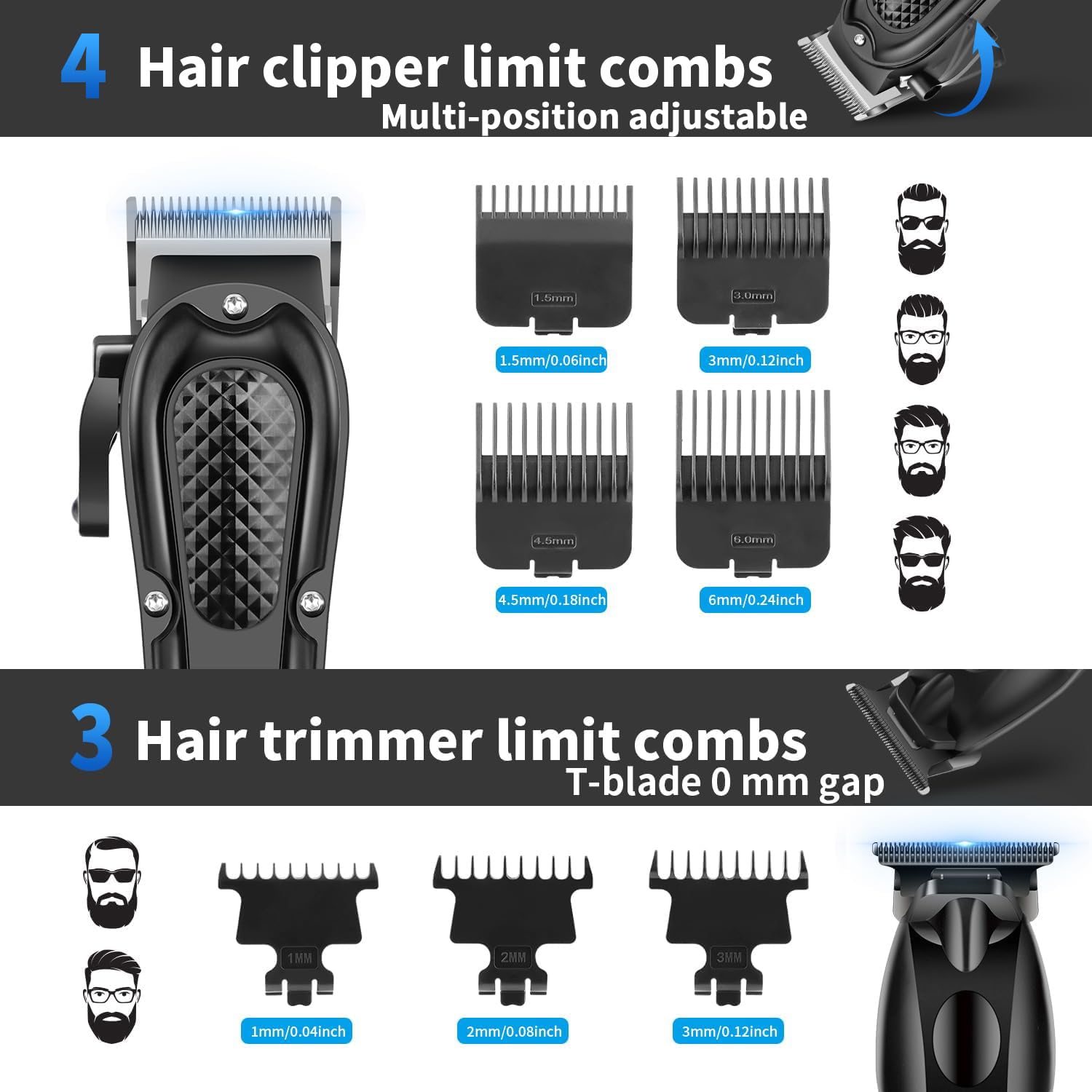 HIENA PRO Tagliacapelli Uomo Professionale, Macchinetta per Capelli Senza Fili, Regolabarba, Rasoio a Lamina, Tagliapeli Naso, Kit Completo per Rasatura e Taglio di Capelli Elettrico