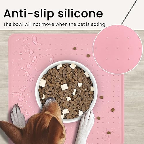 Miniatura 6 de Ptlom Mantel individual para mascotas, para perros y gatos, impermeable, antideslizante, evita el desbordamiento de alimentos y agua, tapete de