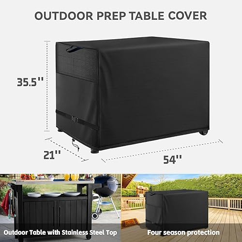 Miniatura 54 de Funda de comedor al aire libre, funda impermeable resistente para mesa de trabajo plana Royal Gourmet PC3401S y PC3401B, compatible con carrito