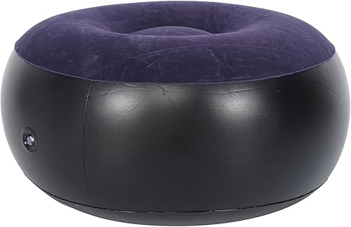 Miniatura 8 de Zerone Silla portátil para acampar al aire libre, taburete inflable de flocado, reposapiés, cojín de equilibrio, silla de aire para viajes de