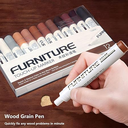 أقلام Wood Markers لإصلاح خدوش الخشب – 12 قلمًا بألوان متعددة