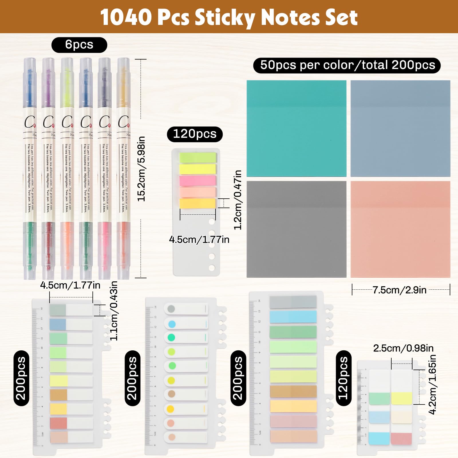 MirraSwit 1040 Pcs Transparent Sticky Notes Set including 6 Highlighters, Waterproof Colorful Clear Sticky Notes - Image 2
