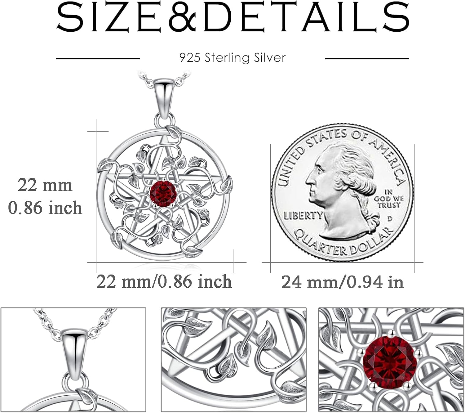 Pentagram Leaf Necklace 925 Sterling Silver Pentacle Necklace Pentacle Pendant Jewelry Gifts for Women