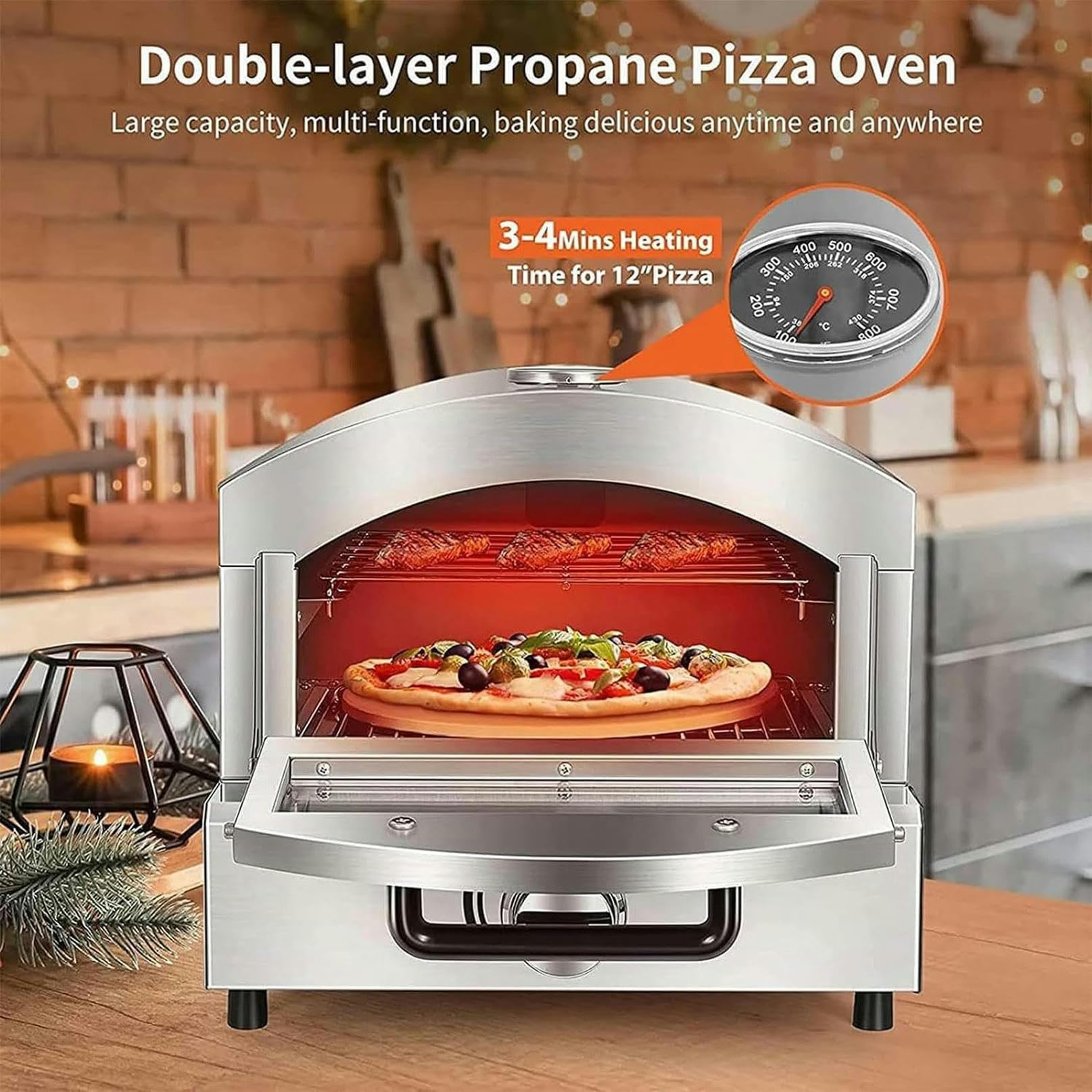 Komercyjny piec do pizzy na blat, elektryczny piec do pizzy ze stali nierdzewnej z półką, wielofunkcyjny piec pizzy do restauracji, precle pieczone w domu