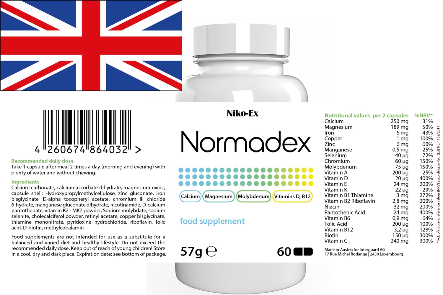 Normadex – 180 cápsulas (3 x 60 cápsulas) – Pack de 3