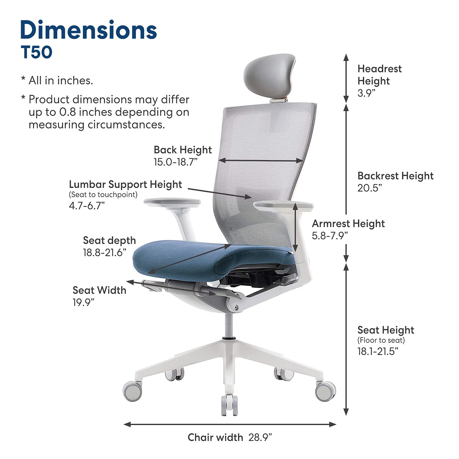 SIDIZ T50 Home Office Desk Chair Ergonomic White Office Chair With