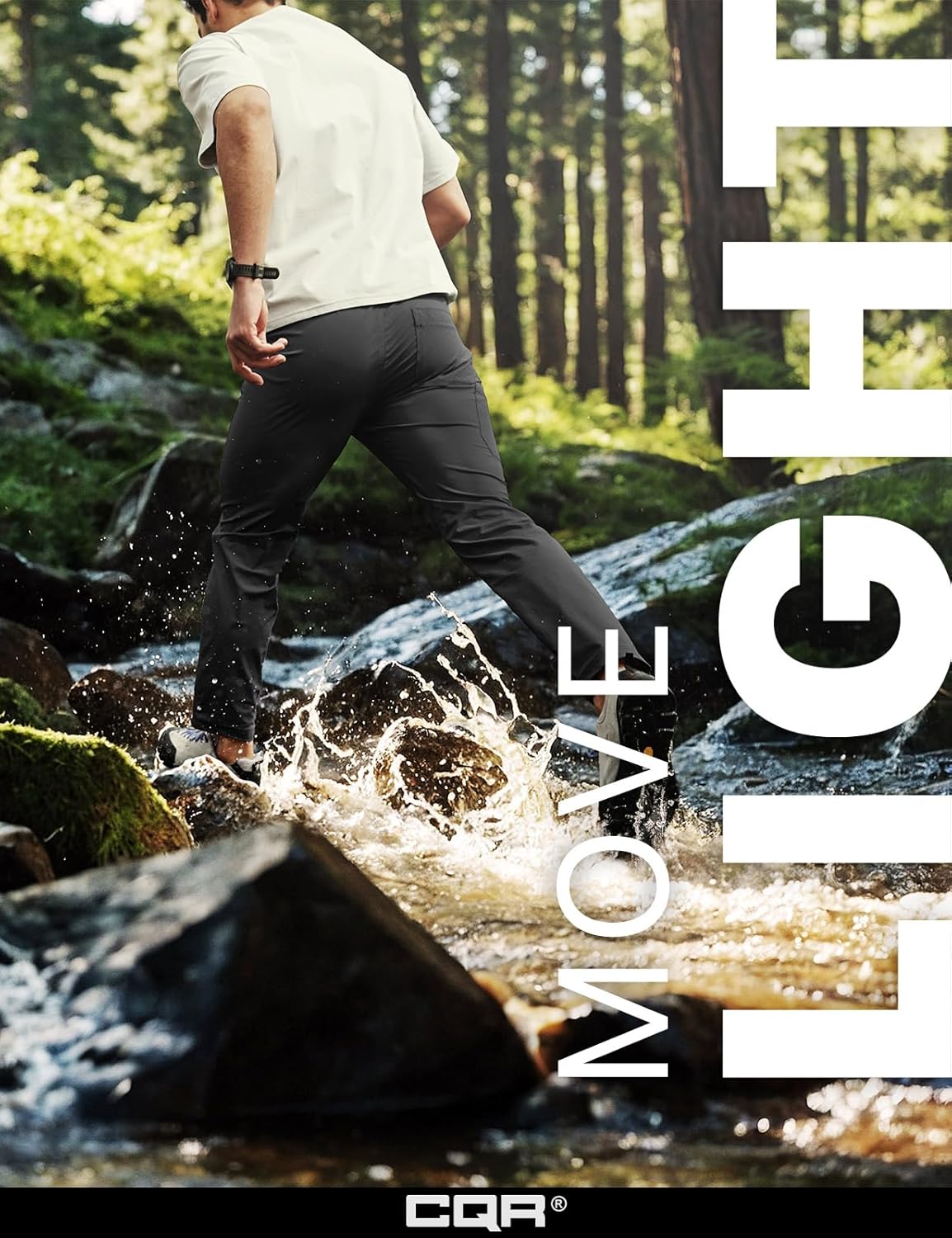 CQR Men's Lightweight Vent Hiking Pants, Water-Resistant & Breathable Sports Outdoor Athletic Pants with Elastic Waist - Image 3