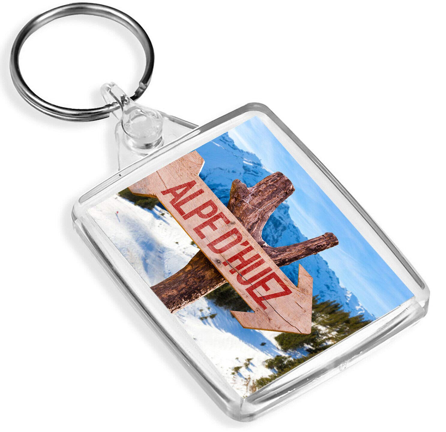 Destination Vinyl Keyrings Unisex Multi Alpe D'huez Sign In The Mountains Keyring - Ip02 - Alps #14279
