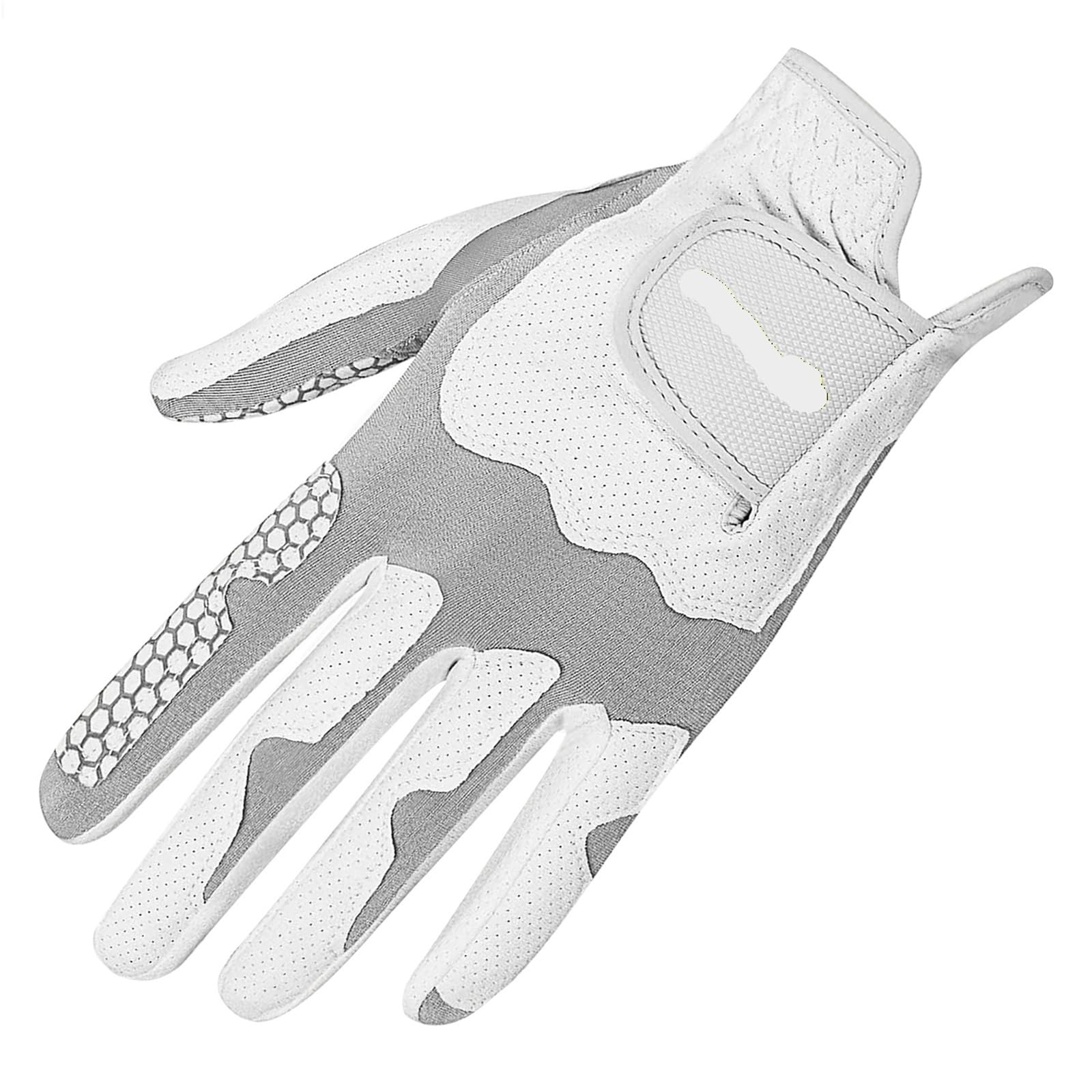 Générique Gants de Golf for Hommes, compatibles avec la Main Gauche, Gris, Blanc, Tissu imperméable, Cuir, Style Confortable coréen