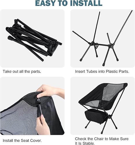 Miniatura 6 de YSSOA Silla de camping plegable portátil gris, paquete de 2