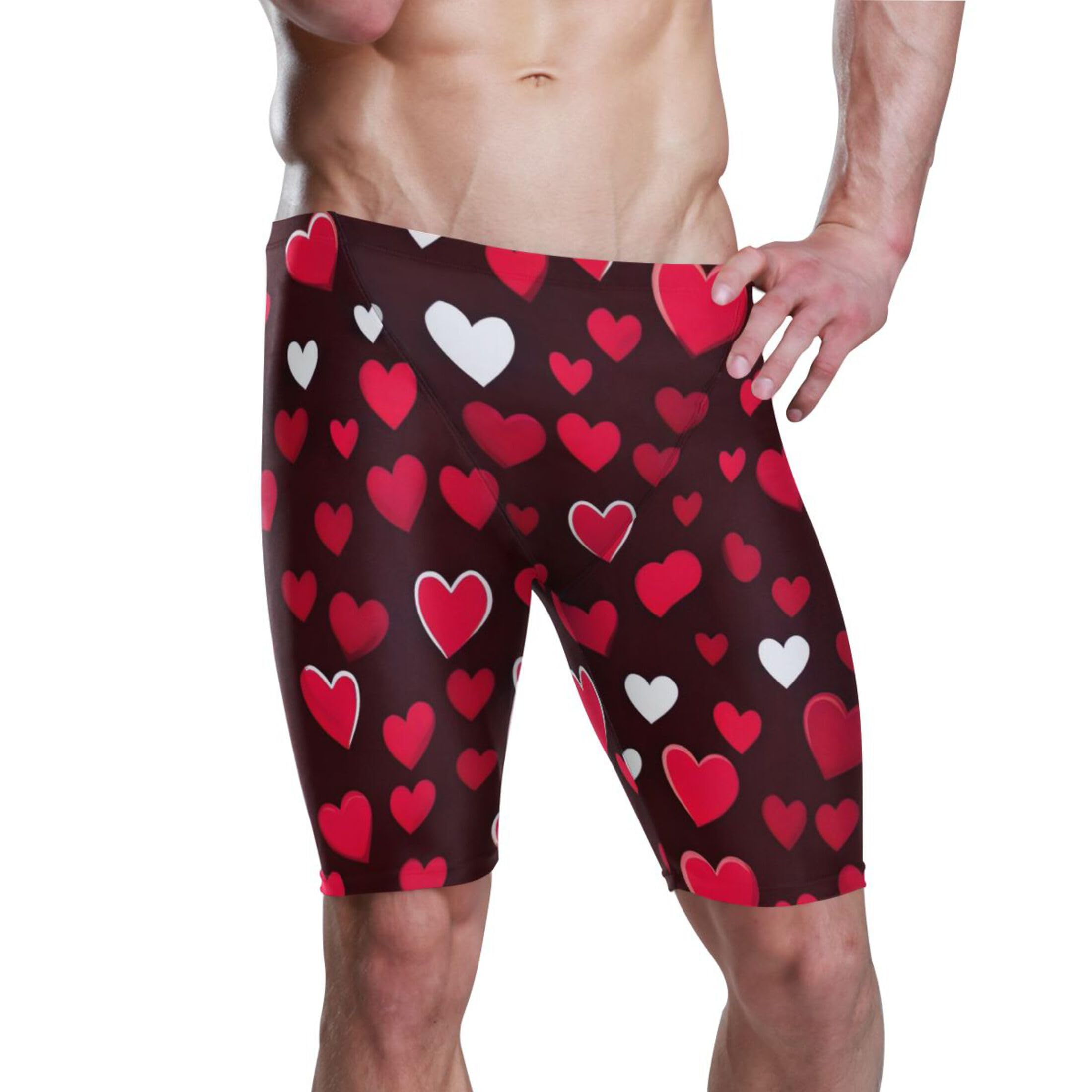 UMIRIKO Valentine's Day Heart Men's Swim Jammers Swimsuit M B0401206
