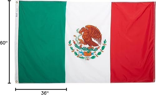 Miniatura 4 de Annin Flagmakers Modelo 195706 Bandera de México fabricada en Estados Unidos según especificaciones de diseño oficiales de las Naciones Unidas, 3 x