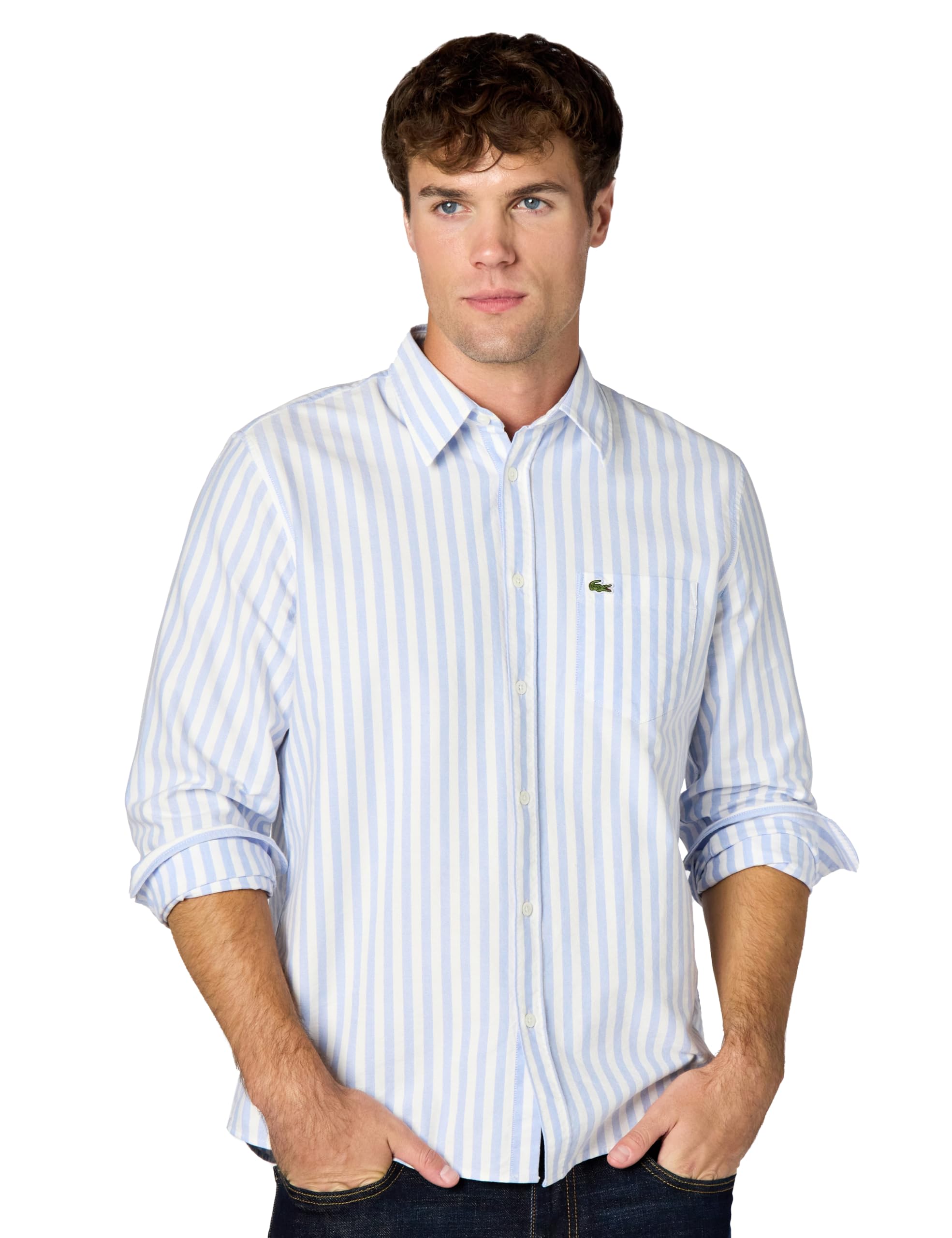 

                                                    Lacoste Men's Regular Fit Striped Oxford Shirt, Ov