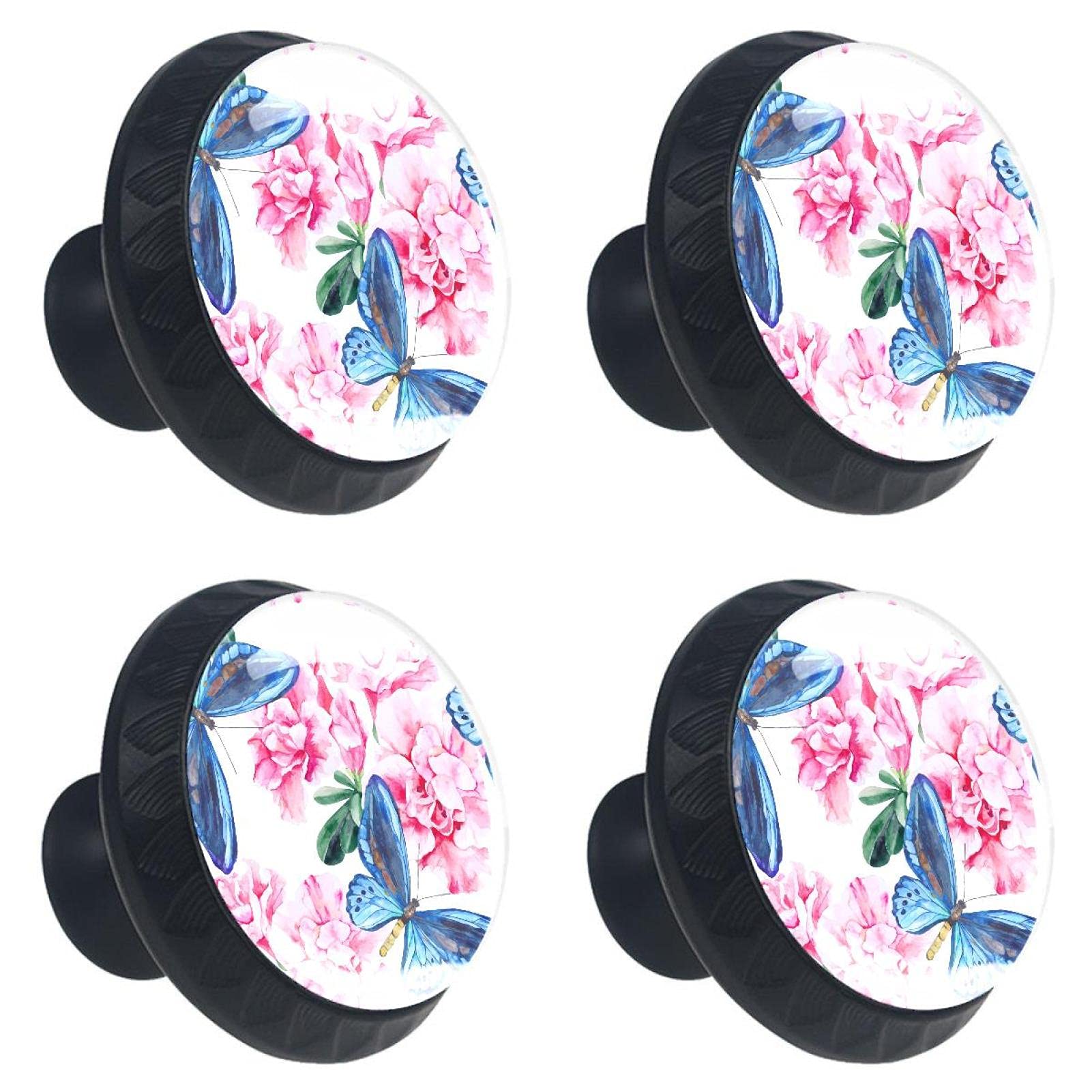 Boutons de tiroir en cristal fleur 30mm | Lot de 4 pour meuble