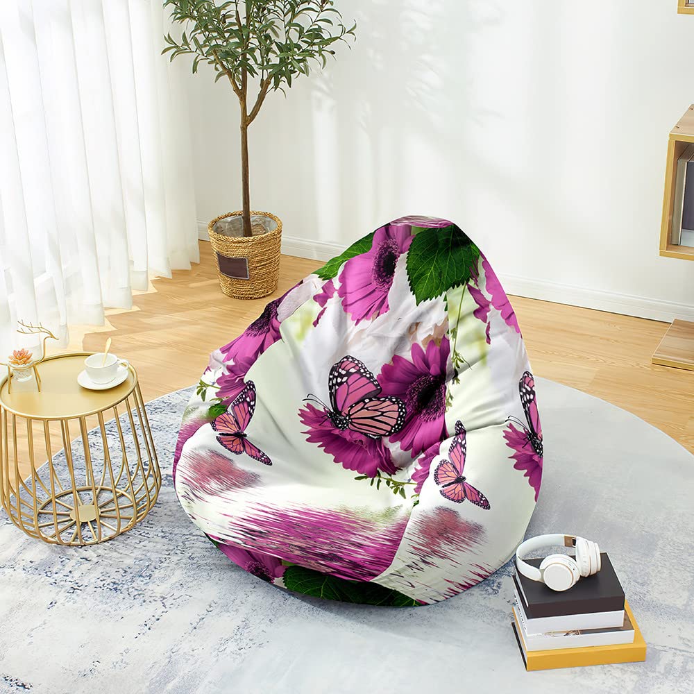Mateju Pouf Poire Adulte et Enfants, Papillon 3D Pouf Geant Chambre, Bean Bag Chair, pour Grand Canapé, Chaise Longue Grande, Fauteuil de Salon pour Intérieur Extérieur (tie-Dye,L