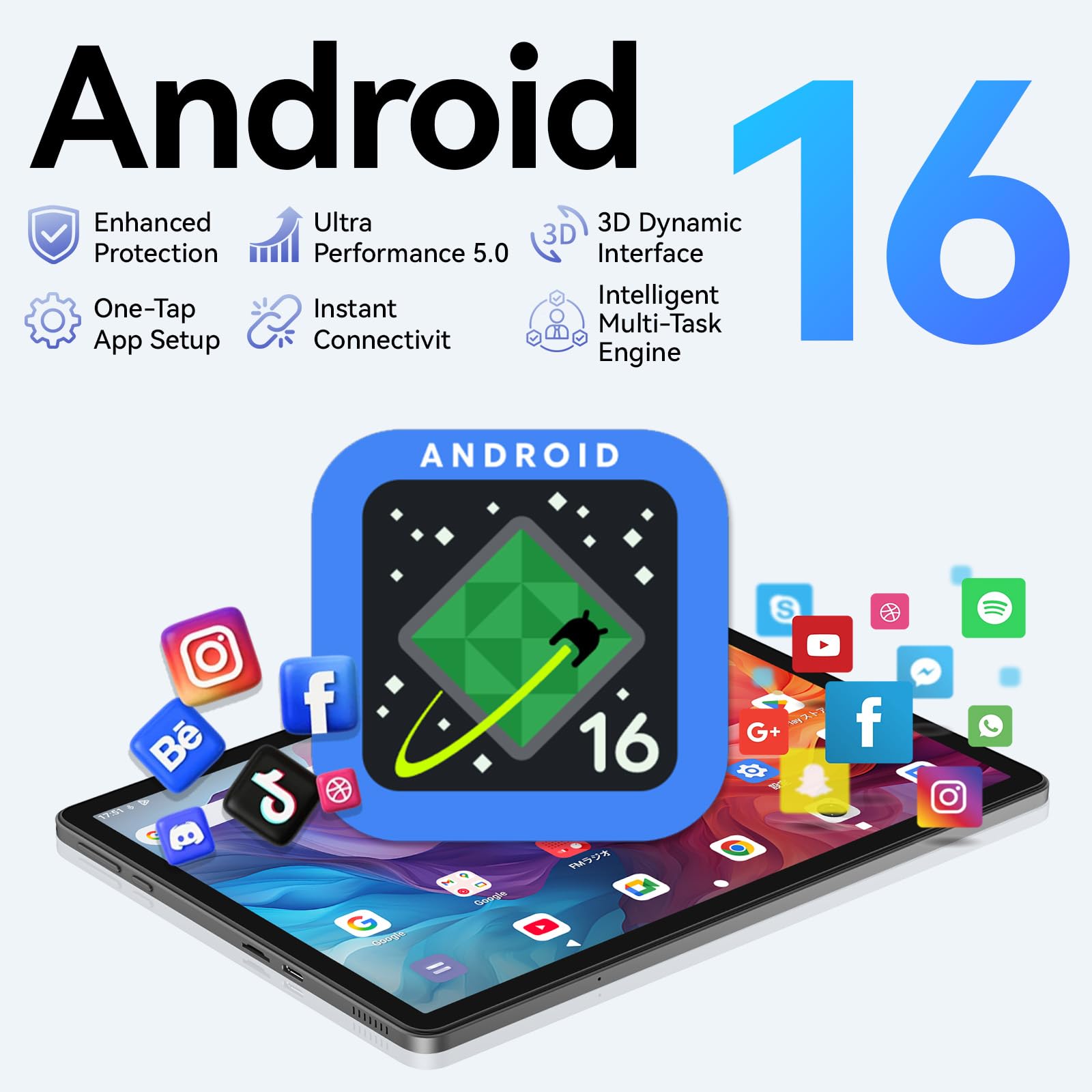 Tablet 11 Pulgadas, Tableta Android 16 con Teclado, Octa-Core T615 , 32GB RAM + 128GB ROM+ 1TB TF, Pantalla HD IPS 1920x1200, Cámara Dual 8MP + 16MP, 8000 mAh, Gemini AI, Widevine L1, GPS, BT 5.0