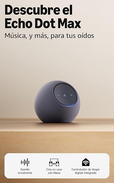 Amazon Echo Dot Max (última generación): altavoz Alexa con sonido envolvente y controlador de Hogar digital integrado, Grafito - 1