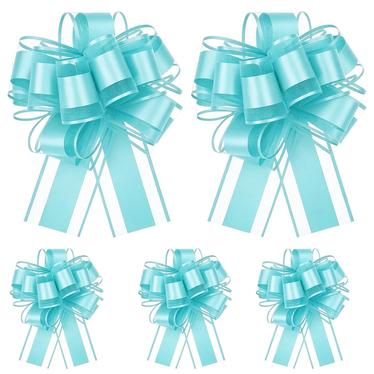 YAWYO 5 Pcs Blue Purple Bows for Gift Wrapping, 6 Inch Large Pull Bows for Wedding Birthday Party Flower Gift Baskets Boxes Decoration Christmas Valentine's Day