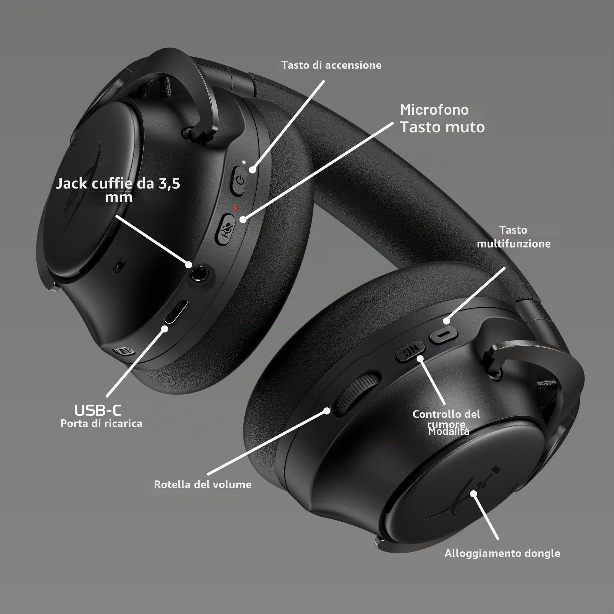 HyperX Cloud Mix 2 - Cuffie wireless con cancellazione del rumore, gioco, musica, chiamate Bluetooth 5.3 o USB-C, batteria 110h, colore: Nero